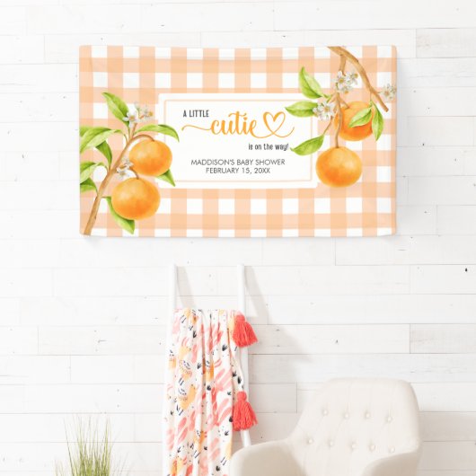Gingham Orange Baby Shower 横断幕 (インサイチュ)