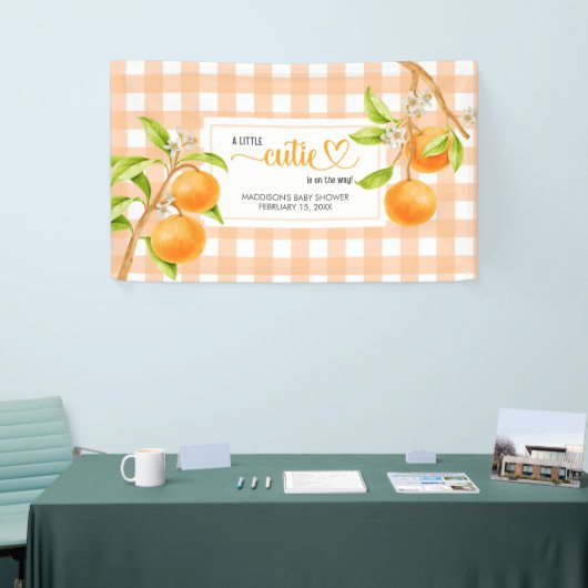 Gingham Orange Baby Shower 横断幕 (トレードショー)