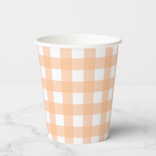 Gingham Orange Baby Shower 紙コップ (裏面)