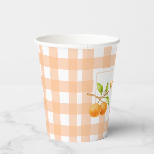 Gingham Orange Baby Shower 紙コップ (右)