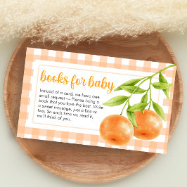 Gingham Orange Baby Shower Books for Baby エンクロージャーカード