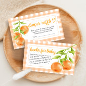Gingham Orange Baby Shower Books for Baby エンクロージャーカード
