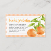 Gingham Orange Baby Shower Books for Baby エンクロージャーカード (正面)