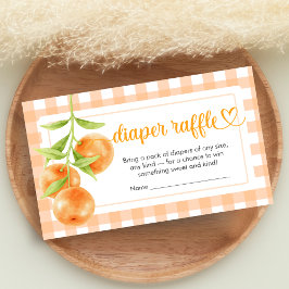 Gingham Orange Baby Shower Diaper Raffle エンクロージャーカード
