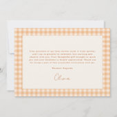 Gingham Orange Little Cutie Baby Shower サンキューカード (裏面)