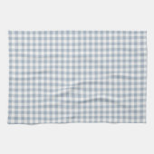 Gingham Pattern Coastal Checkered White Muted Blue キッチンタオル (横)