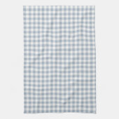 Gingham Pattern Coastal Checkered White Muted Blue キッチンタオル (縦)