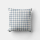 Gingham Pattern Coastal Checkered White Muted Blue クッション (正面)