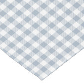 Gingham Pattern Coastal Checkered White Muted Blue ショートテーブルランナー (コーナー)