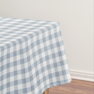Gingham Pattern Coastal Checkered White Muted Blue テーブルクロス