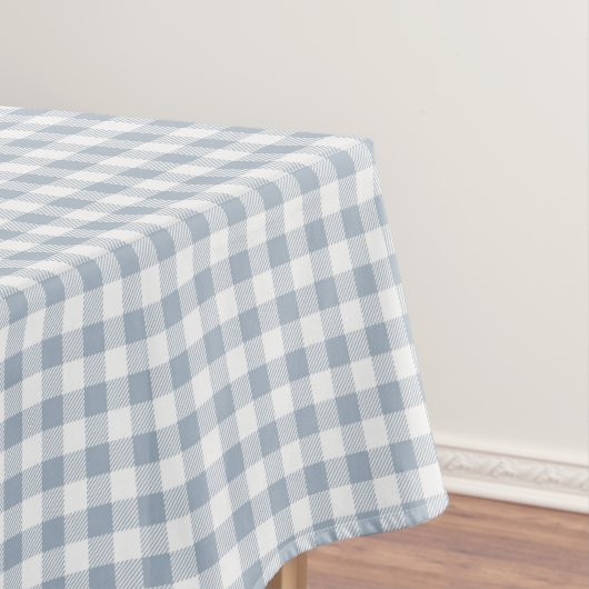 Gingham Pattern Coastal Checkered White Muted Blue テーブルクロス (インサイチュ)