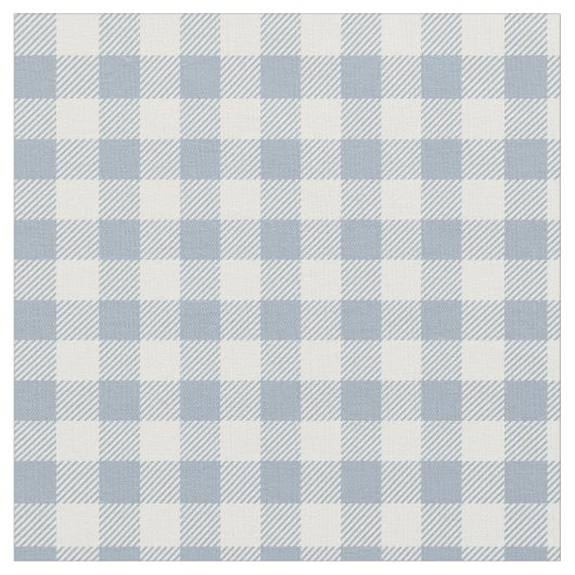 Gingham Pattern Coastal Checkered White Muted Blue ファブリック (クローズアップ)