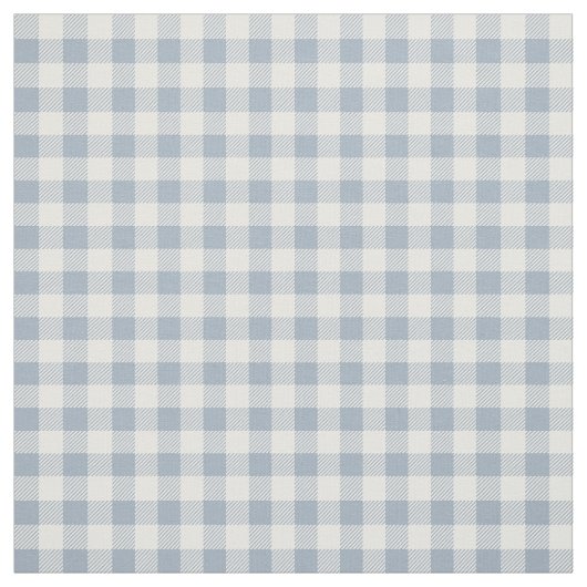 Gingham Pattern Coastal Checkered White Muted Blue ファブリック (見本)