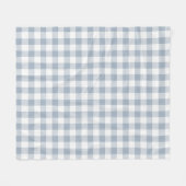 Gingham Pattern Coastal Checkered White Muted Blue フリースブランケット (正面(横))