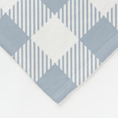 Gingham Pattern Coastal Checkered White Muted Blue フリースブランケット (角)