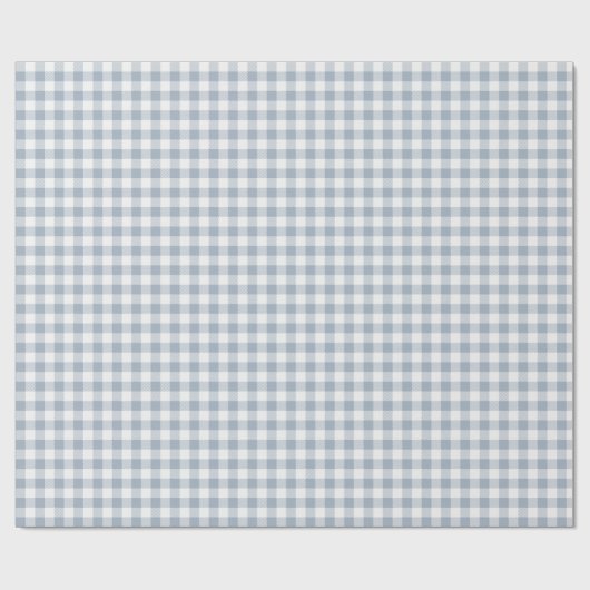 Gingham Pattern Coastal Checkered White Muted Blue ラッピングペーパー (フラット)