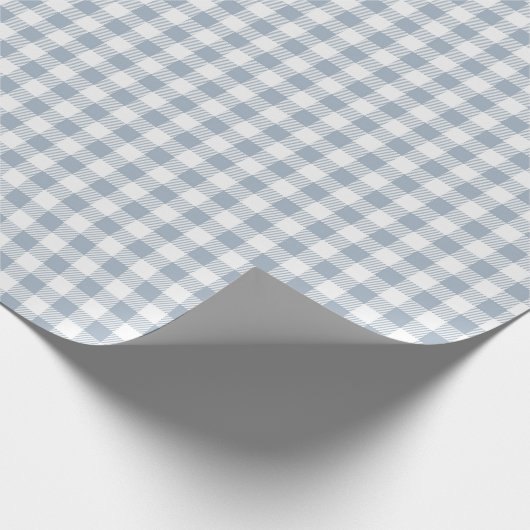 Gingham Pattern Coastal Checkered White Muted Blue ラッピングペーパー (角)