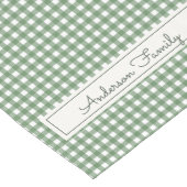 Gingham Pattern in Green with double Family Name ショートテーブルランナー (コーナー)