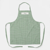 Gingham Pattern in Green with Name エプロン (正面)
