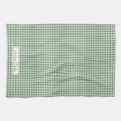 Gingham Pattern in Green with Name キッチンタオル (横)