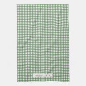 Gingham Pattern in Green with Name キッチンタオル (縦)