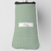 Gingham Pattern in Green with Name ゴルフヘッドカバー (回転90)