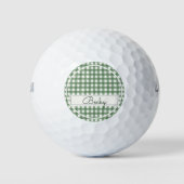 Gingham Pattern in Green with Name ゴルフボール (正面)