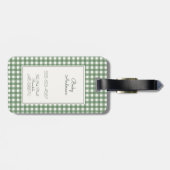 Gingham Pattern in Green with Name and Contact ラゲッジタグ (裏面横)