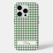 Gingham Pattern in Green with Name Case-Mate iPhoneケース (裏面)