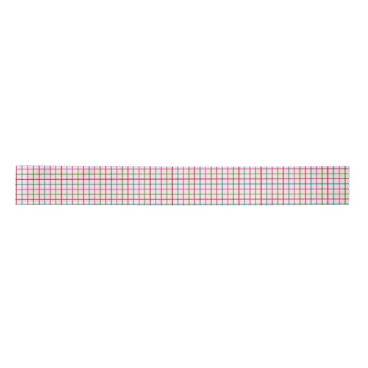 Gingham Pattern in Pink, Red, Green and Turquoise サテンリボン (正面)