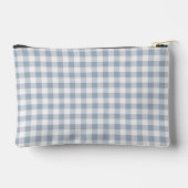 Gingham Pattern Plaid Preppy Check Blue White Name アクセサリーポーチ (裏面)
