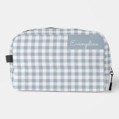 Gingham Pattern Plaid Preppy Check Blue White Name ドップキット (正面)