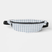 Gingham Pattern Preppy Checkered White Muted Blue ファニーパック (正面)