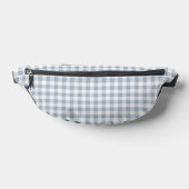 Gingham Pattern Preppy Checkered White Muted Blue ファニーパック (レイダウン)