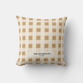 Gingham Pattern with Family Name Throw Pillow クッション (正面)