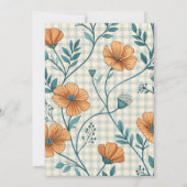 Gingham Peach Floral Baby Shower 招待状 (裏面)