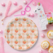 Gingham Peach Paper Plates ペーパープレート (パーティー)
