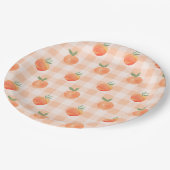 Gingham Peach Paper Plates ペーパープレート (アングル)