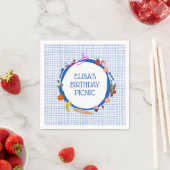 Gingham Picnic Modern Cute CUSTOM BIRTHDAY PARTY スタンダードカクテルナプキン (インサイチュ)