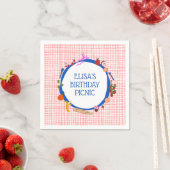Gingham Picnic Modern Cute CUSTOM BIRTHDAY PARTY スタンダードカクテルナプキン (インサイチュ)