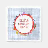 Gingham Picnic Modern Cute CUSTOM BIRTHDAY PARTY スタンダードカクテルナプキン (正面)