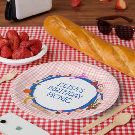 Gingham Picnic Modern Cute CUSTOM BIRTHDAY PARTY ペーパープレート