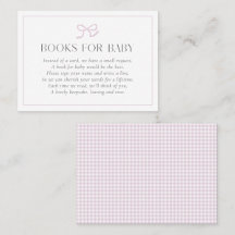 Gingham Pink Bow Baby Girl Baby Shower Books for B