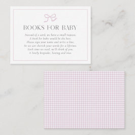 Gingham Pink Bow Baby Girl Baby Shower Books for B 名刺