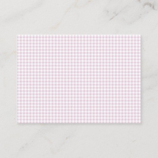 Gingham Pink Bow Baby Girl Baby Shower Diaper Raff 名刺 (裏面)
