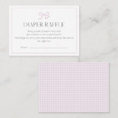 Gingham Pink Bow Baby Girl Baby Shower Diaper Raff 名刺 (正面/裏面)