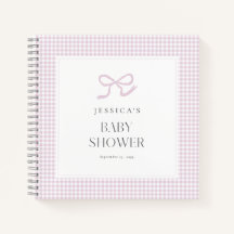 Gingham Pink Bow Baby Girl Baby Shower Guest Book