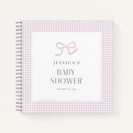 Gingham Pink Bow Baby Girl Baby Shower Guest Book ノートブック
