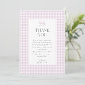 Gingham Pink Bow Baby Girl  Thank You Card 招待状 (スタンド正面)