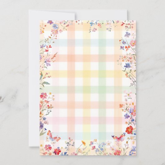 Gingham Pink Wildflower Easter Egg Hunt and Brunch 招待状 (裏面)